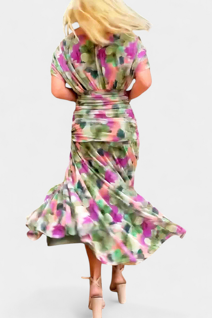 Alondra Vestido Largo con Estampado Floral Fantasía y Escote en V