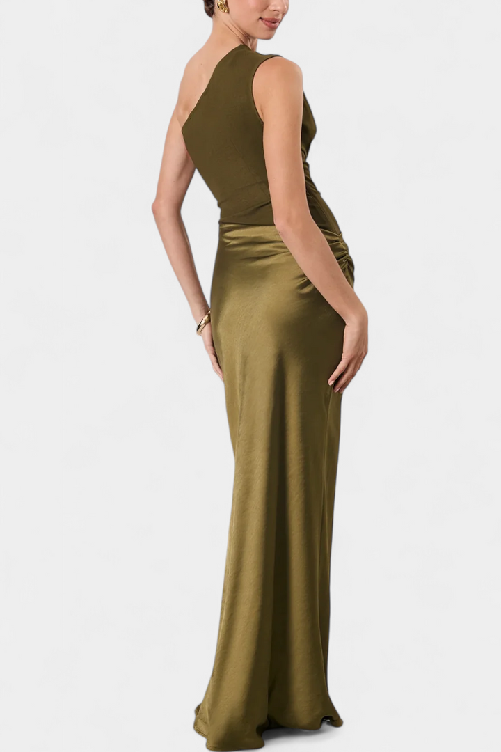 Ottavia Vestido Largo de Fiesta Plisado con Escote de Un Solo Hombro