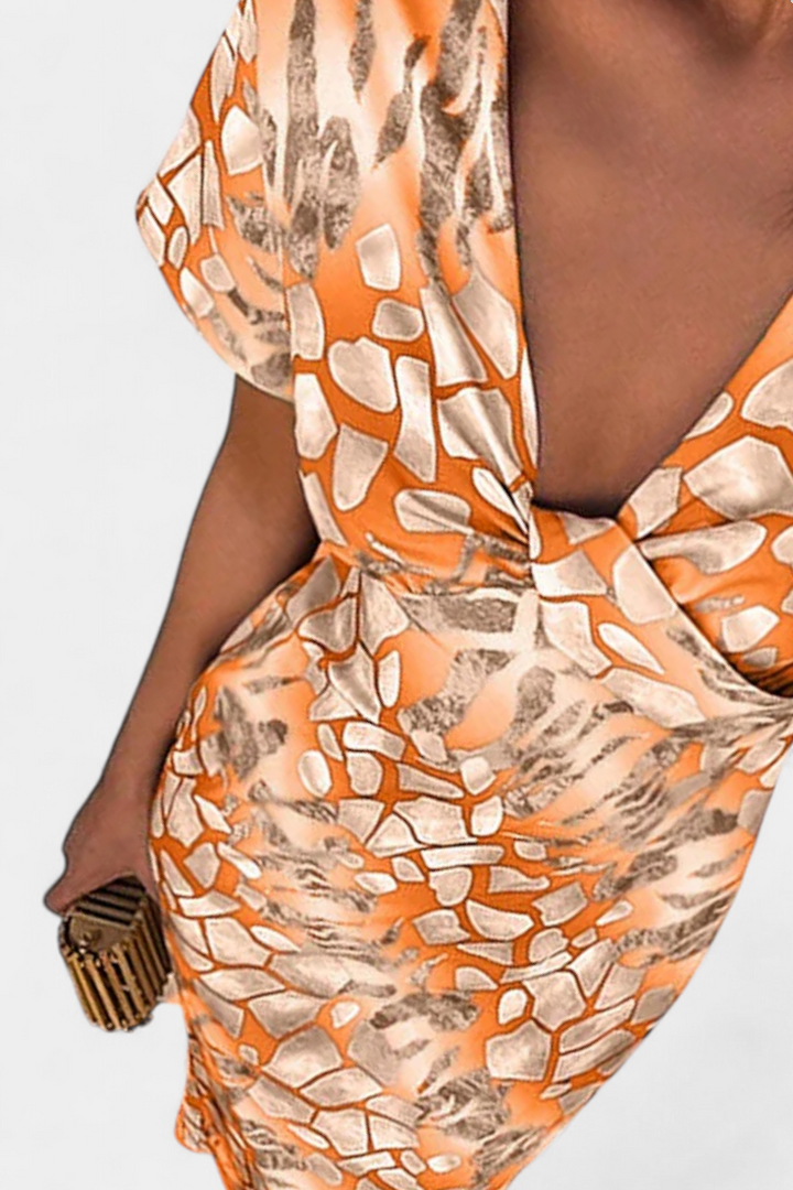 Triana Vestido con Estampado Abstracto y Escote en V